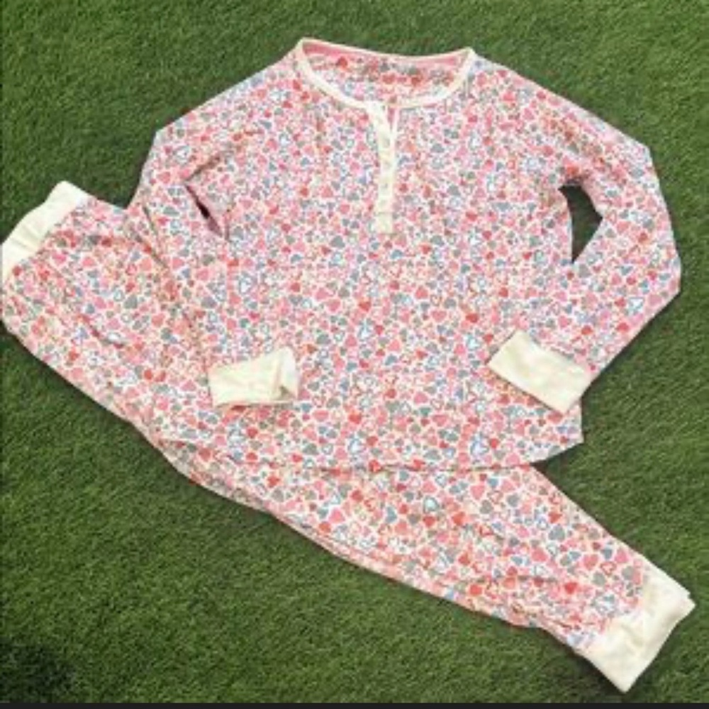 Cuddl Duds Heart Print Pajamas - Pink and white